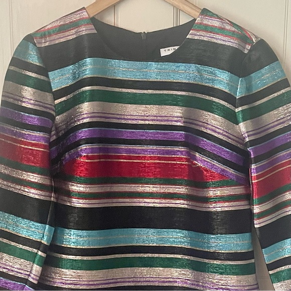 Trina Turk Metallic Multicolor Shift Dress 4 Rainbow Evening Party Cocktail - Picture 6 of 12